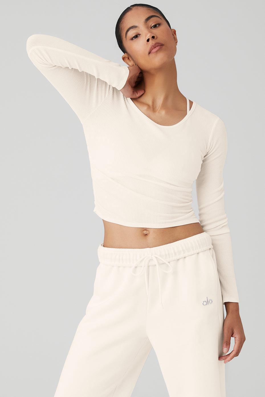 Alo Gather Long Sleeve Rib Crop Top Product Image