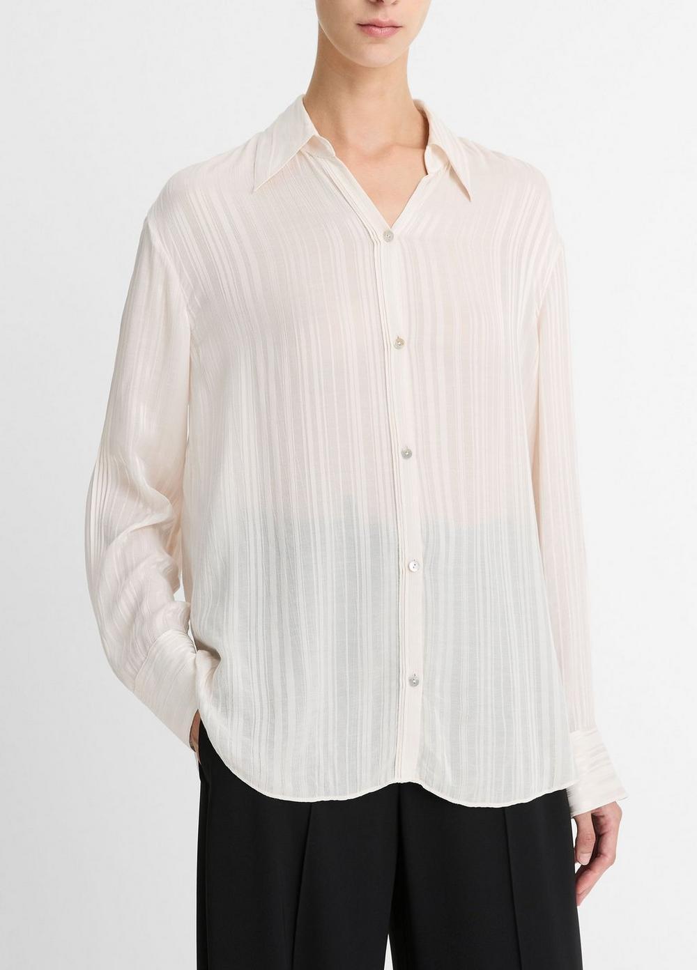 Sheer-Stripe Pintuck Blouse Product Image