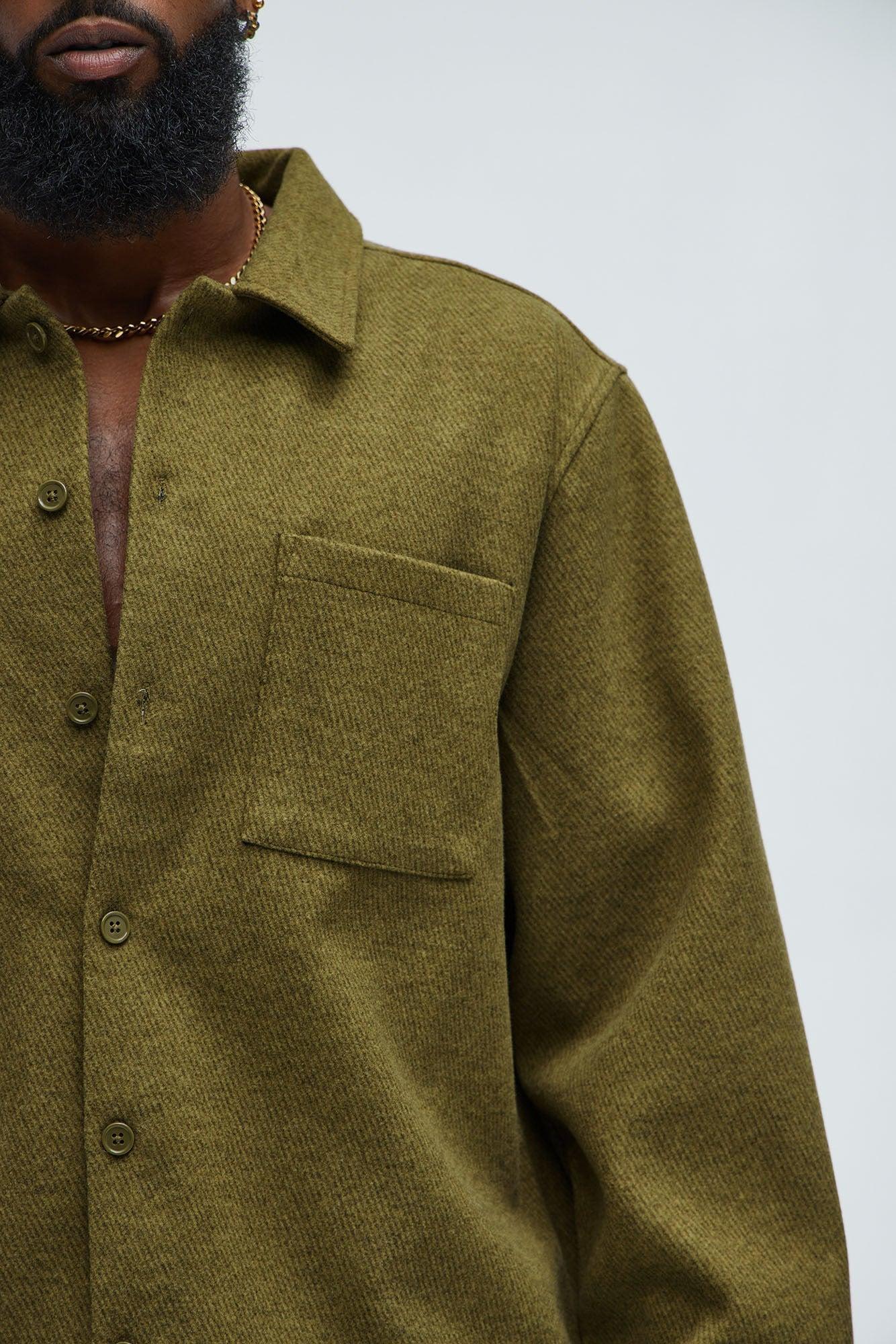 Talbot Wool Like Overshirt - Olive Product Image