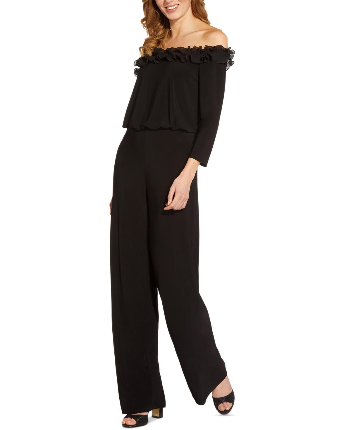 Adrianna Papell Ruffle Blouson Long Sleeve Jumpsuit Product Image