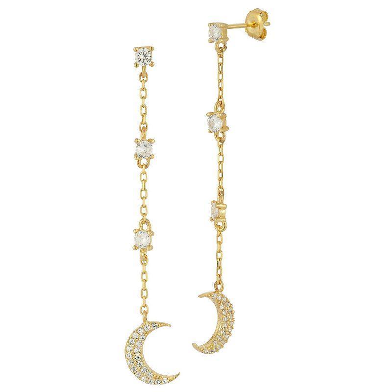 Sunkissed Sterling Cubic Zirconia Moon Drop Earrings, Womens, Gold Tone Product Image