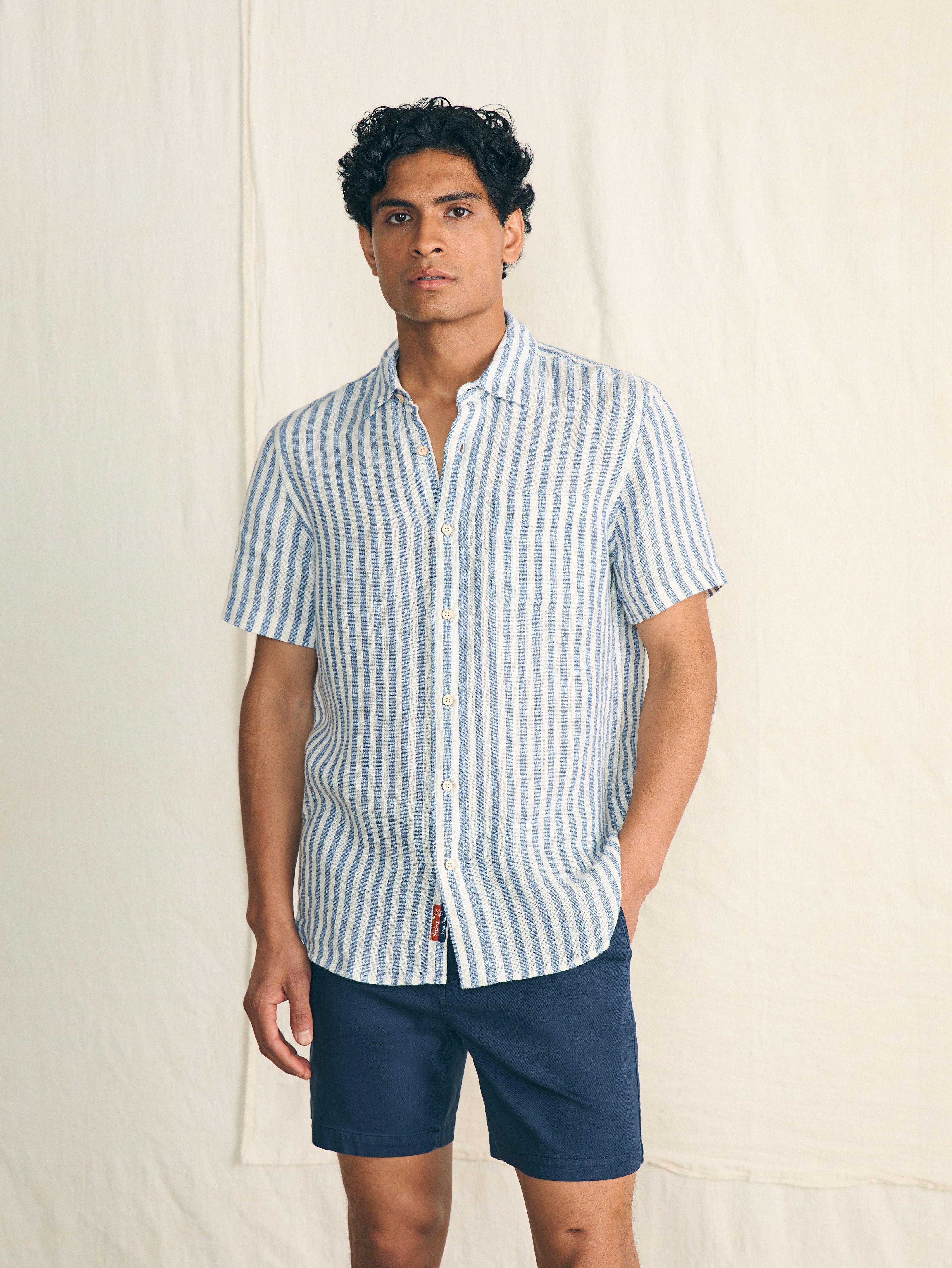 Short-Sleeve Palma Linen Shirt - Horizon Ivory Stripe Male Product Image