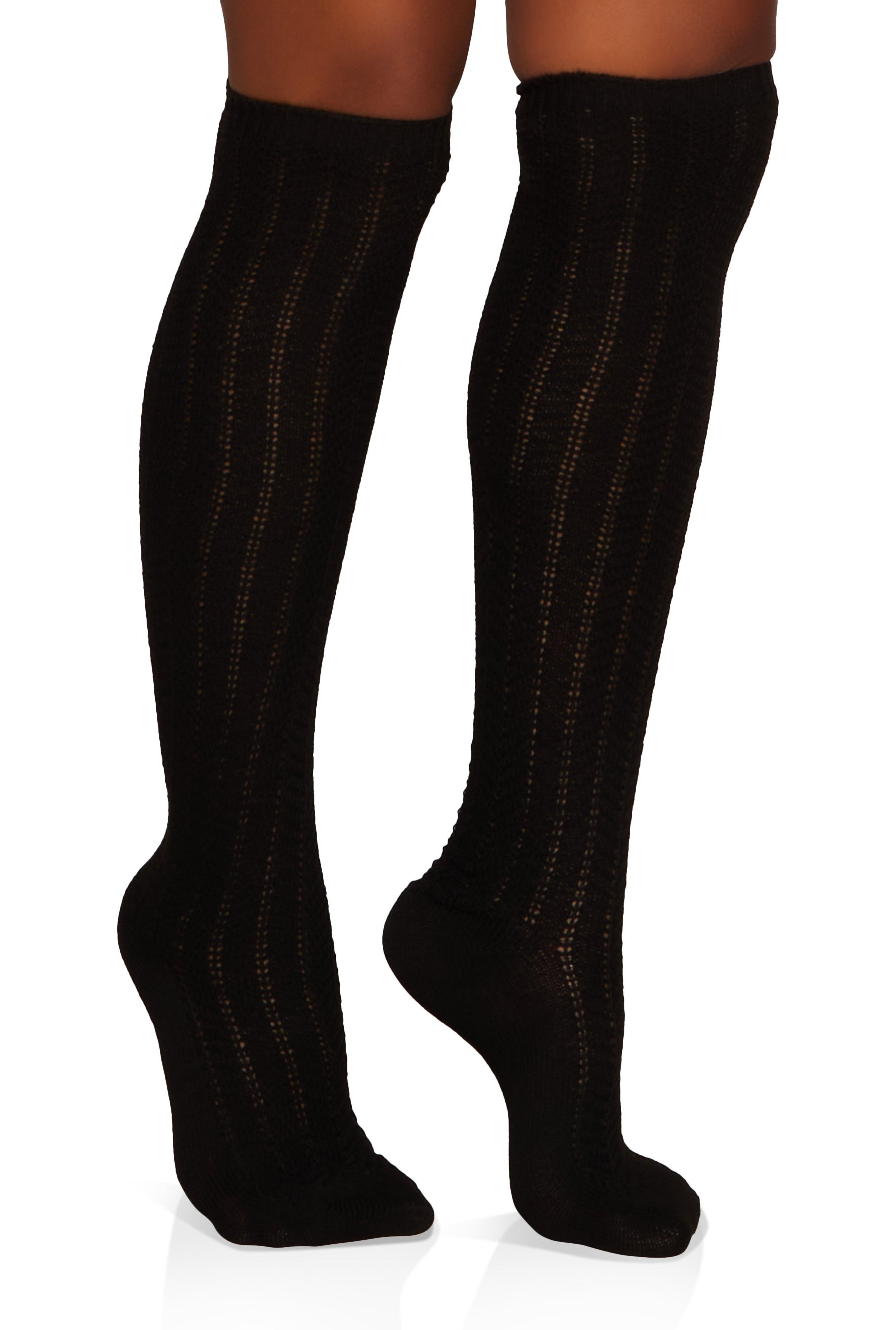 Womens Pointelle Knit Knee High Socks Size 9-11 Product Image