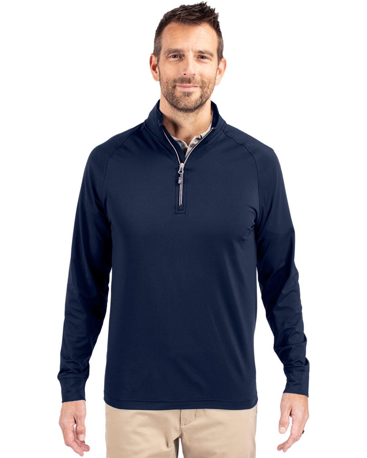 Cutter & Buck Mens Adapt Eco Knit Stretch Recycled Quarter Zip Pullover Jacket Product Image