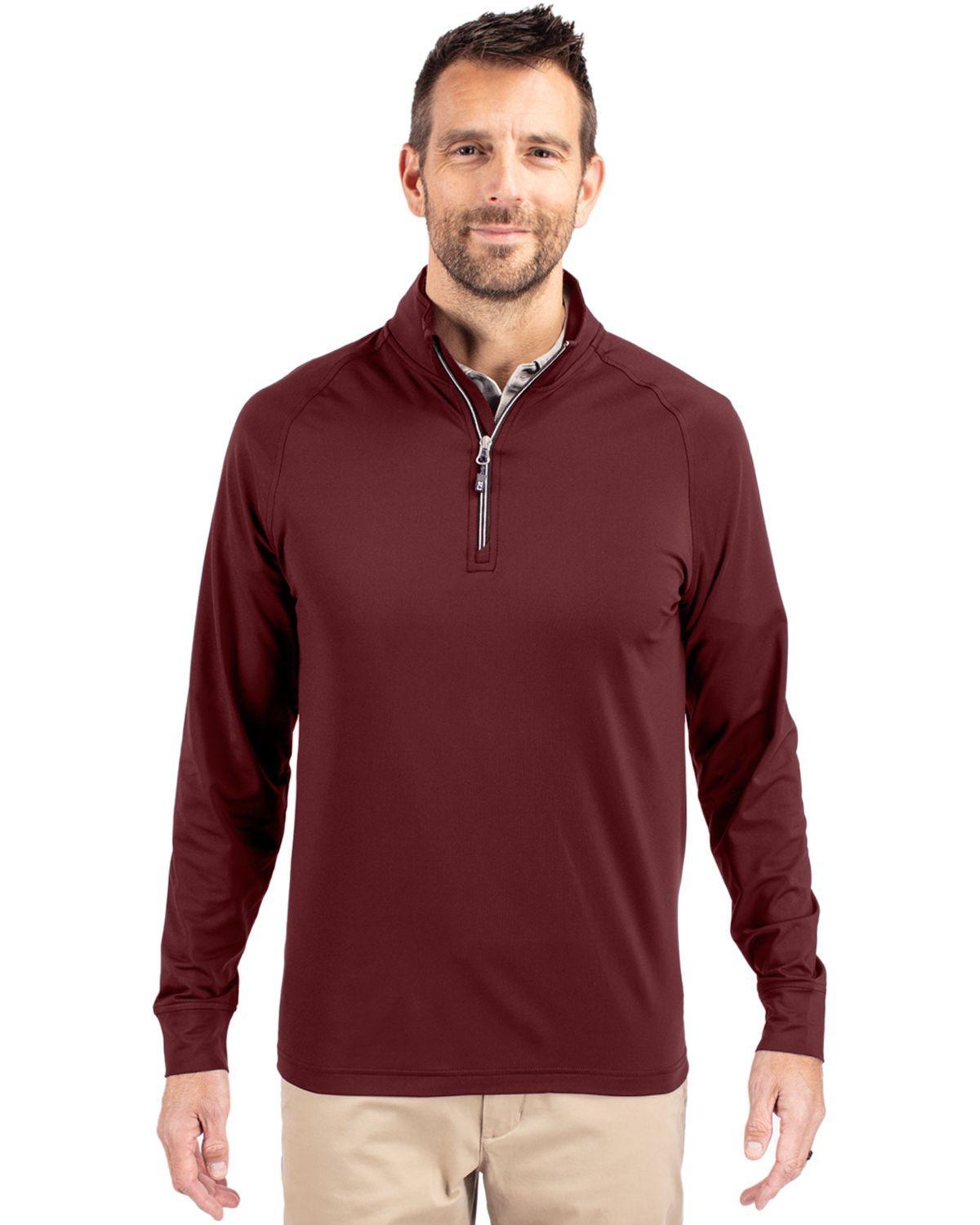 Cutter & Buck Mens Adapt Eco Knit Stretch Recycled Quarter Zip Pullover Jacket Product Image