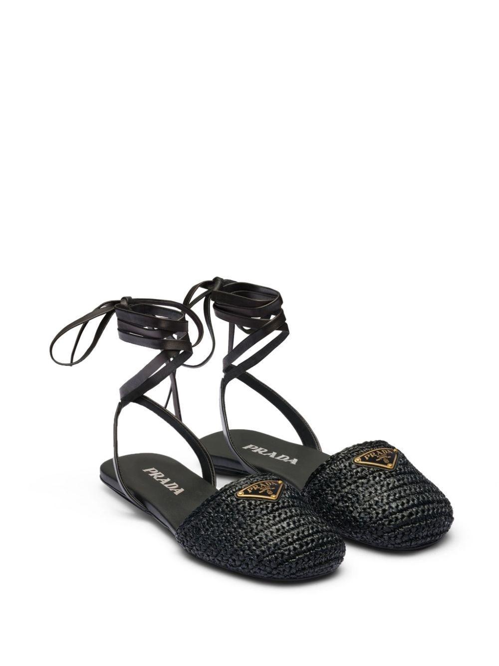 Crochet Flat Sandals In Black Product Image