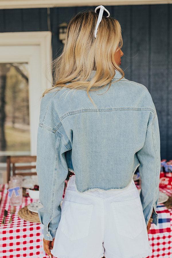 Subtly In Love Chambray Crop Top Product Image