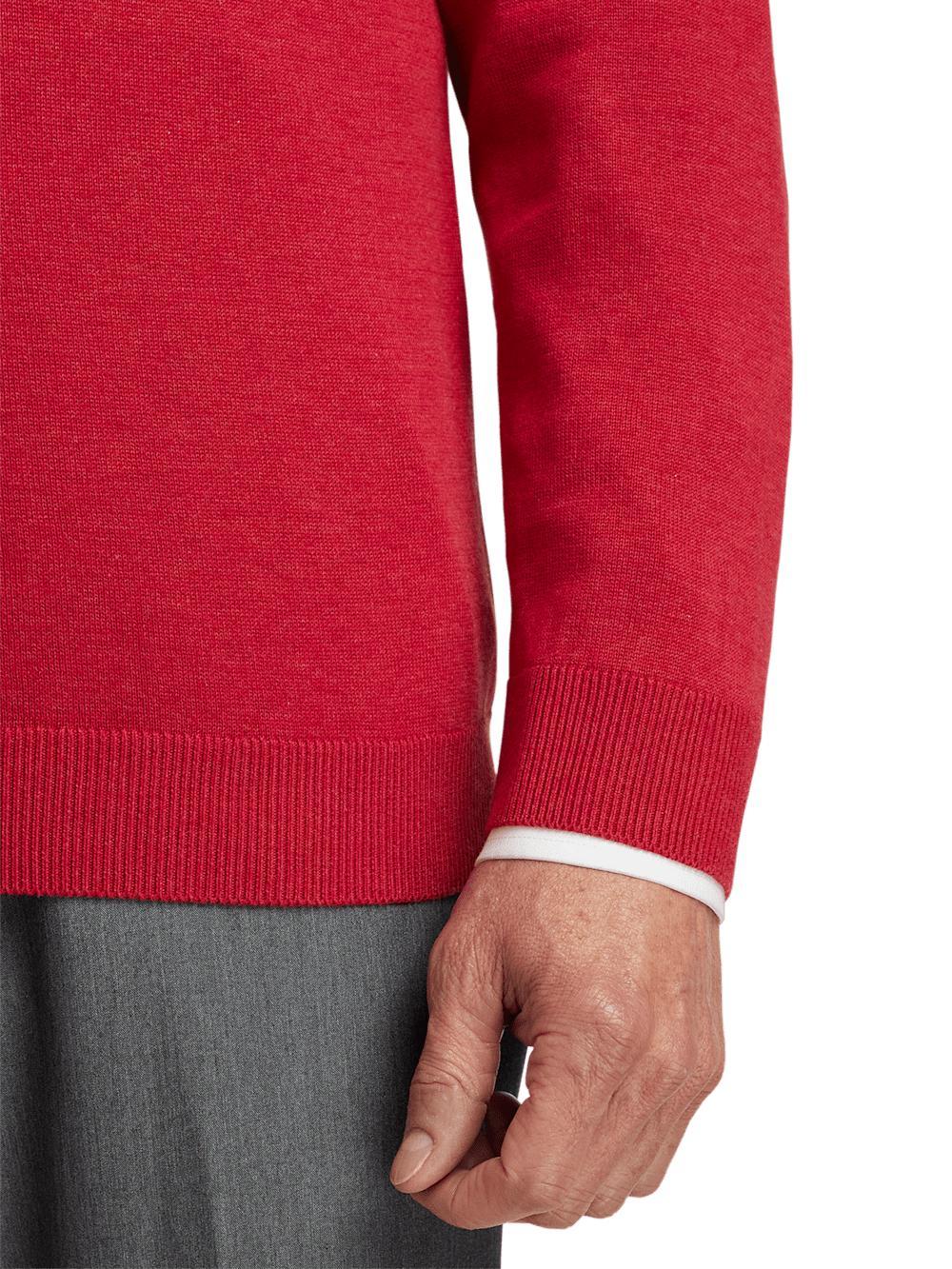 Supima Cotton V-neck Sweater - Red Product Image