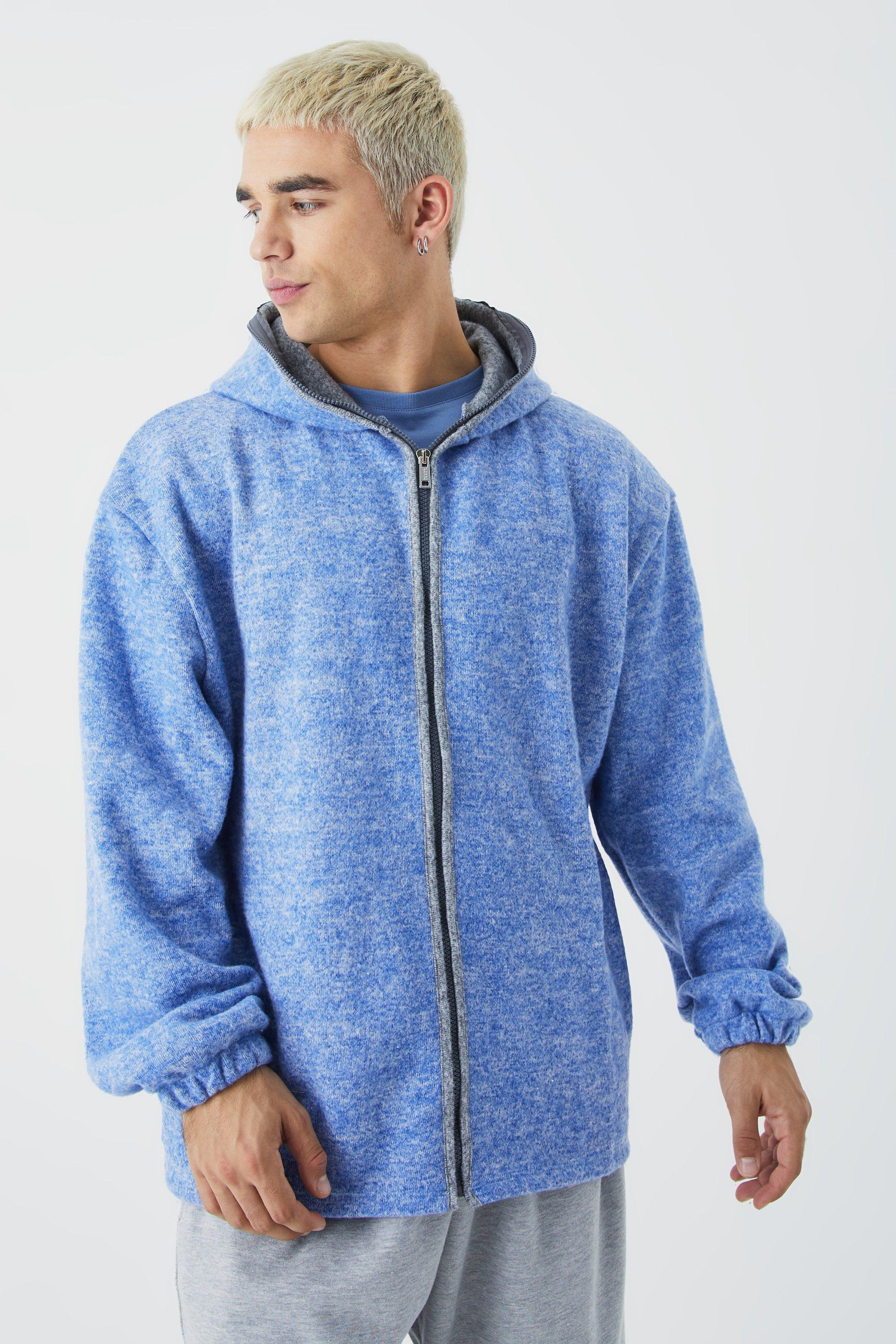 Oversized Heavyweight Brushed Zip Up Hoodie | boohooMAN USA Product Image