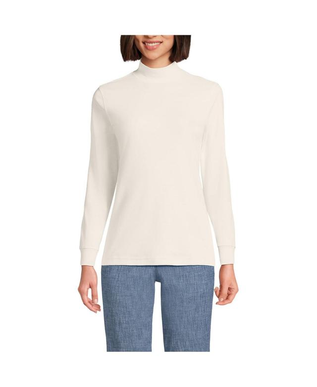 Lands End Womens Relaxed Cotton Long Sleeve Mock Turtleneck Product Image