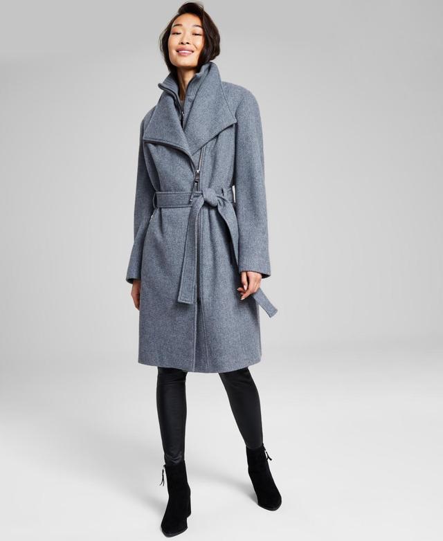 Calvin Klein Womens Wool Blend Belted Wrap Coat, Created for Macys Product Image