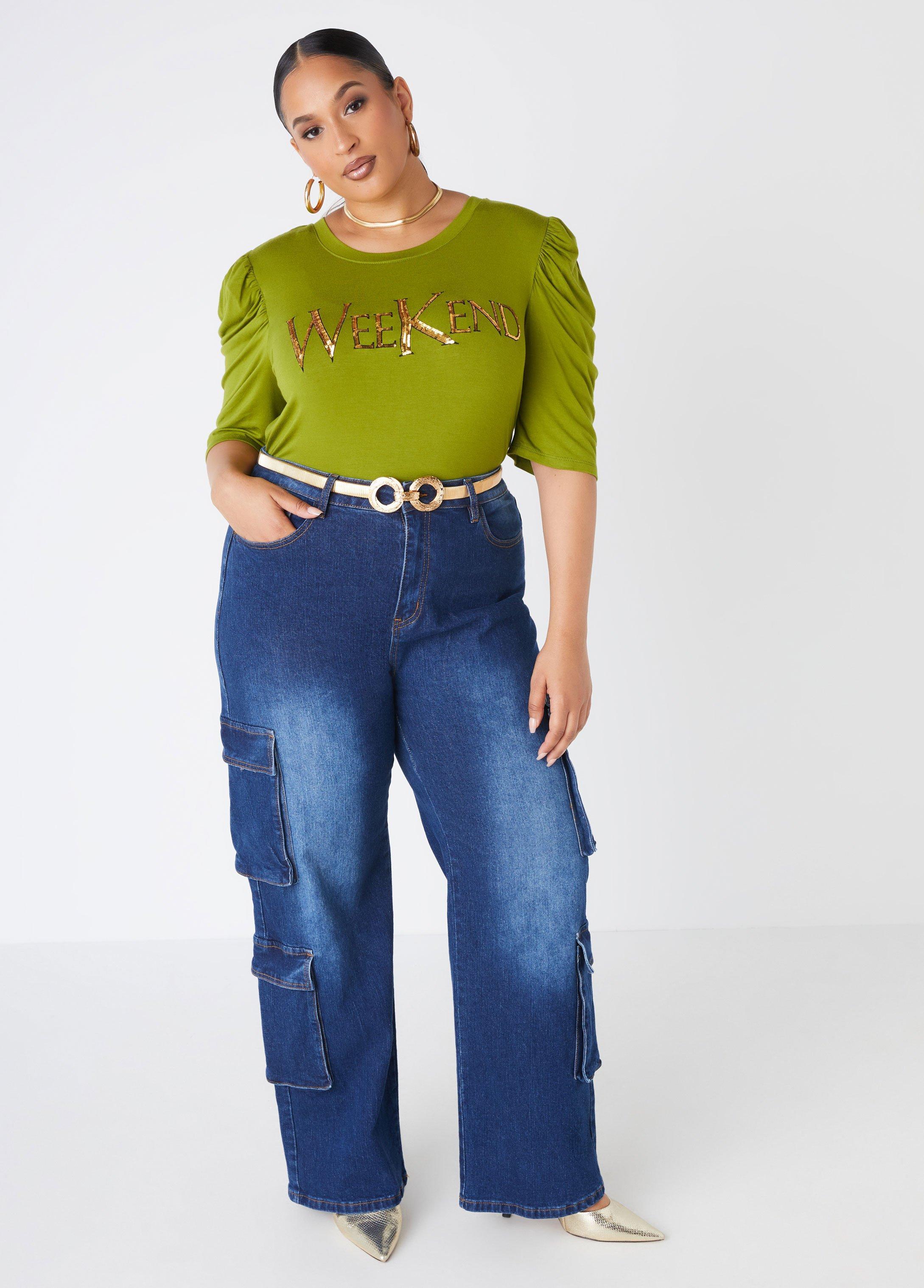 Plus Size Weekend Embellished Tee Ashley Stewart Product Image