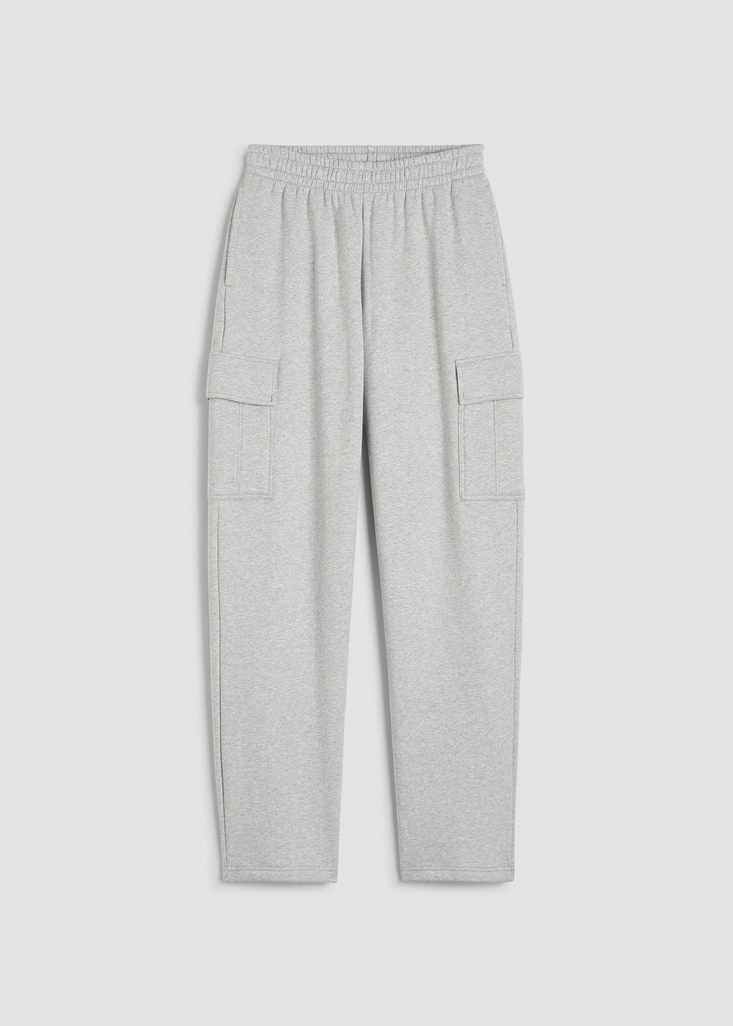 Mid Rise Cargo Fleece Sweatpants for Tall Women in Grey Mix Product Image