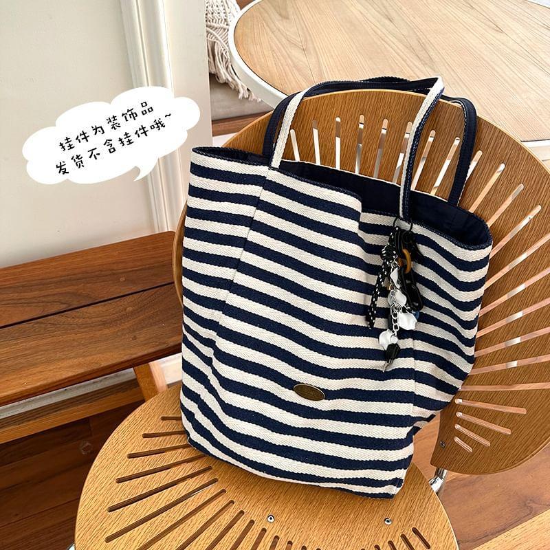 Striped Canvas Tote Bag Product Image