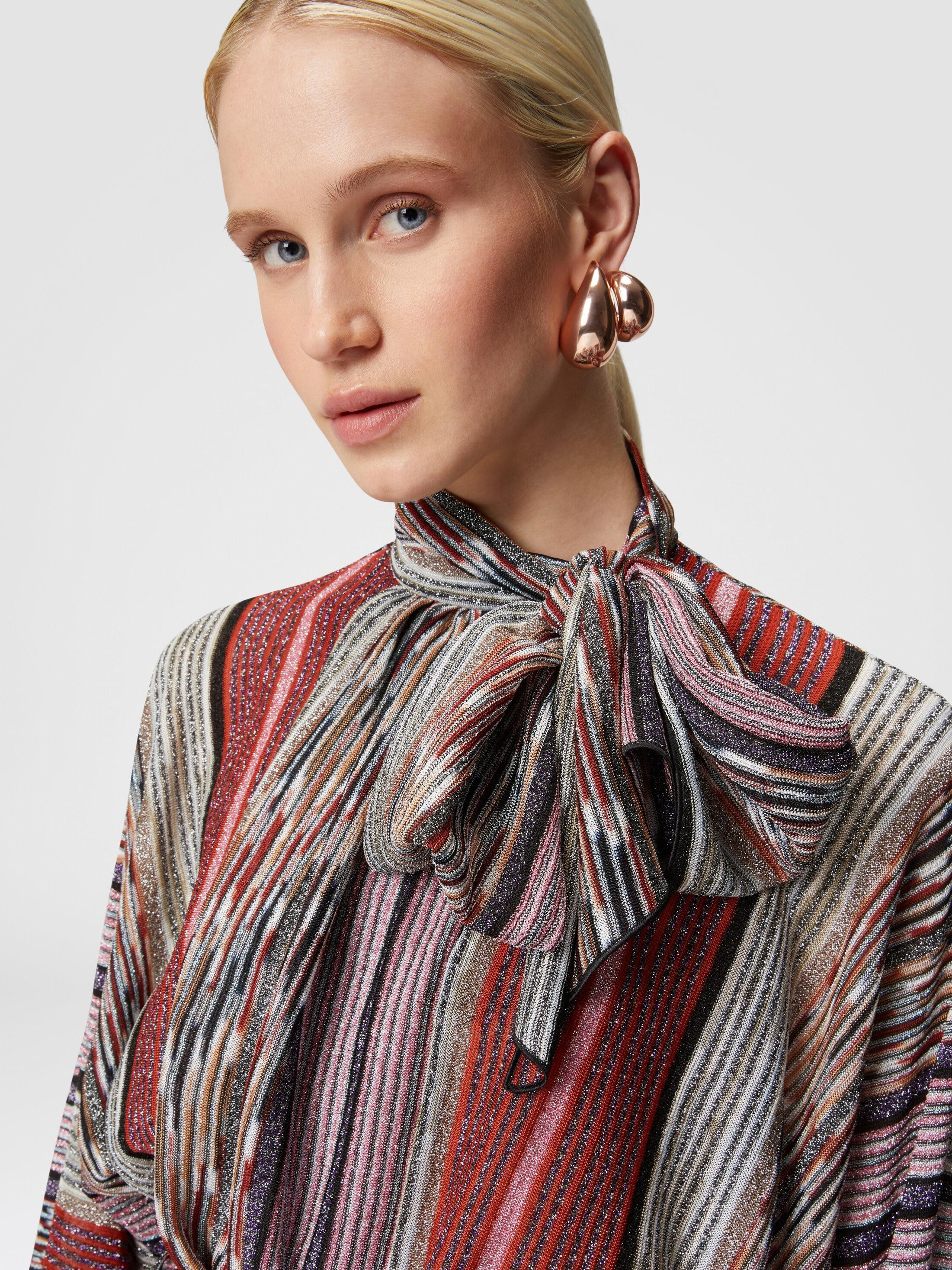 Blouse with lamé viscose scarf collar Product Image