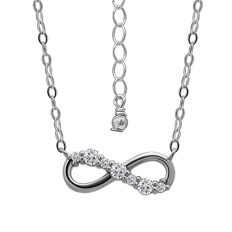 Aleure Precioso Sterling Silver Cubic Zirconia Infinity Necklace, Womens Product Image