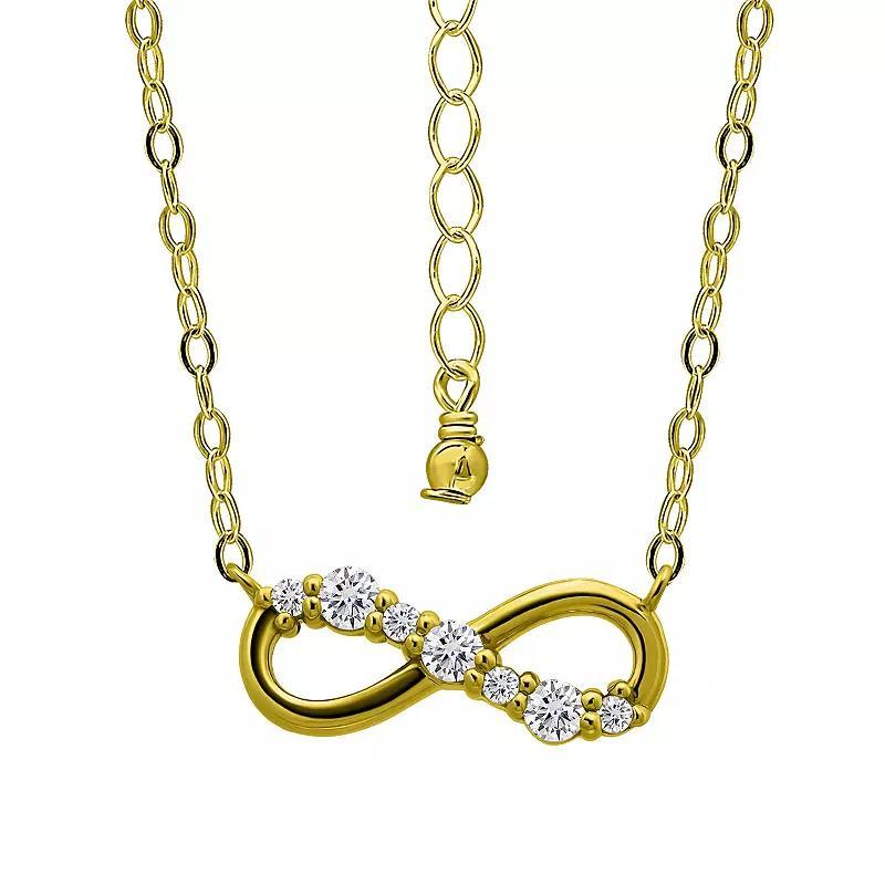 Aleure Precioso Sterling Silver Cubic Zirconia Infinity Necklace, Womens Gold Tone Product Image