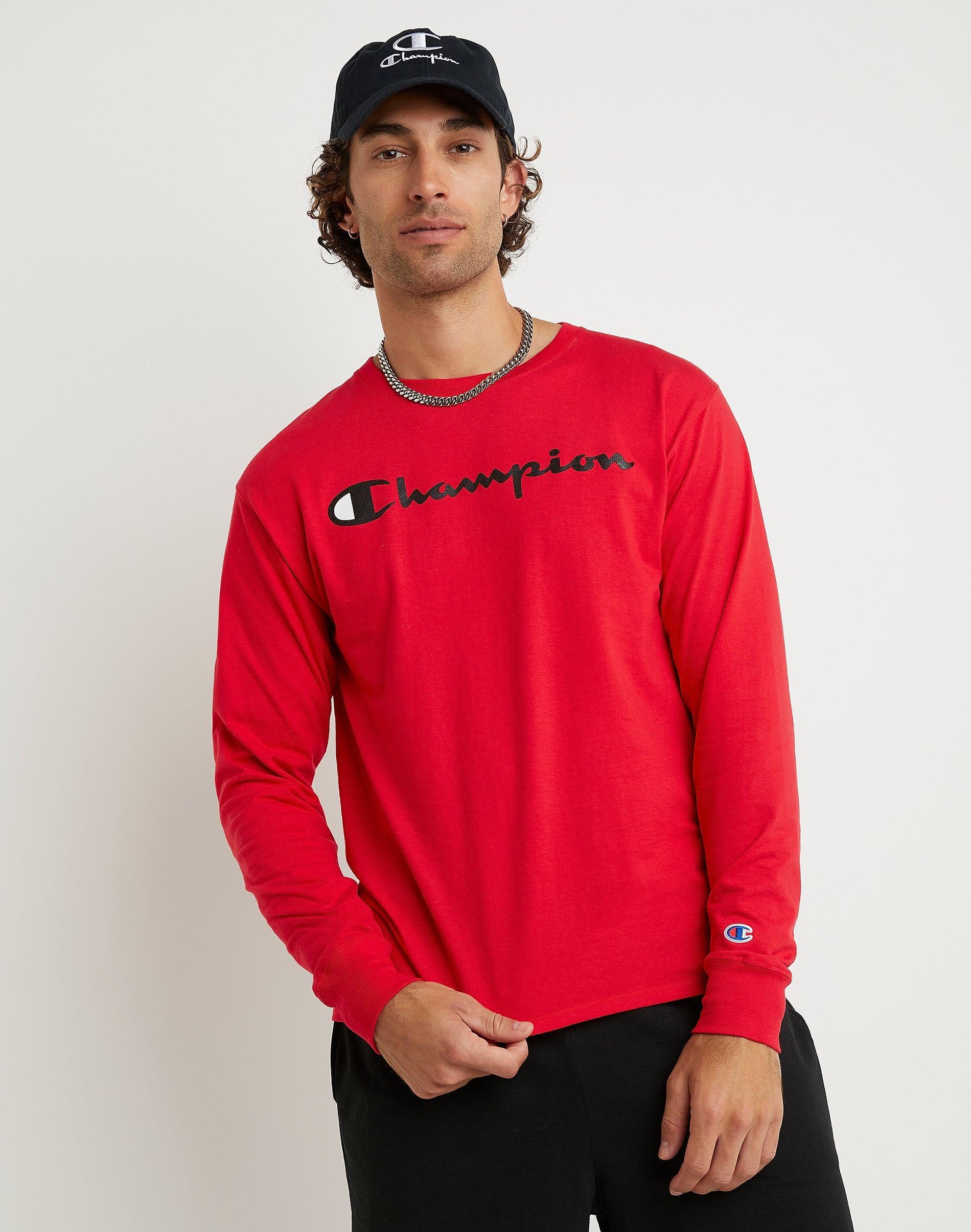 Mens Champion Classic Long Sleeve T-Shirt, Graphic Logo Black XS Product Image