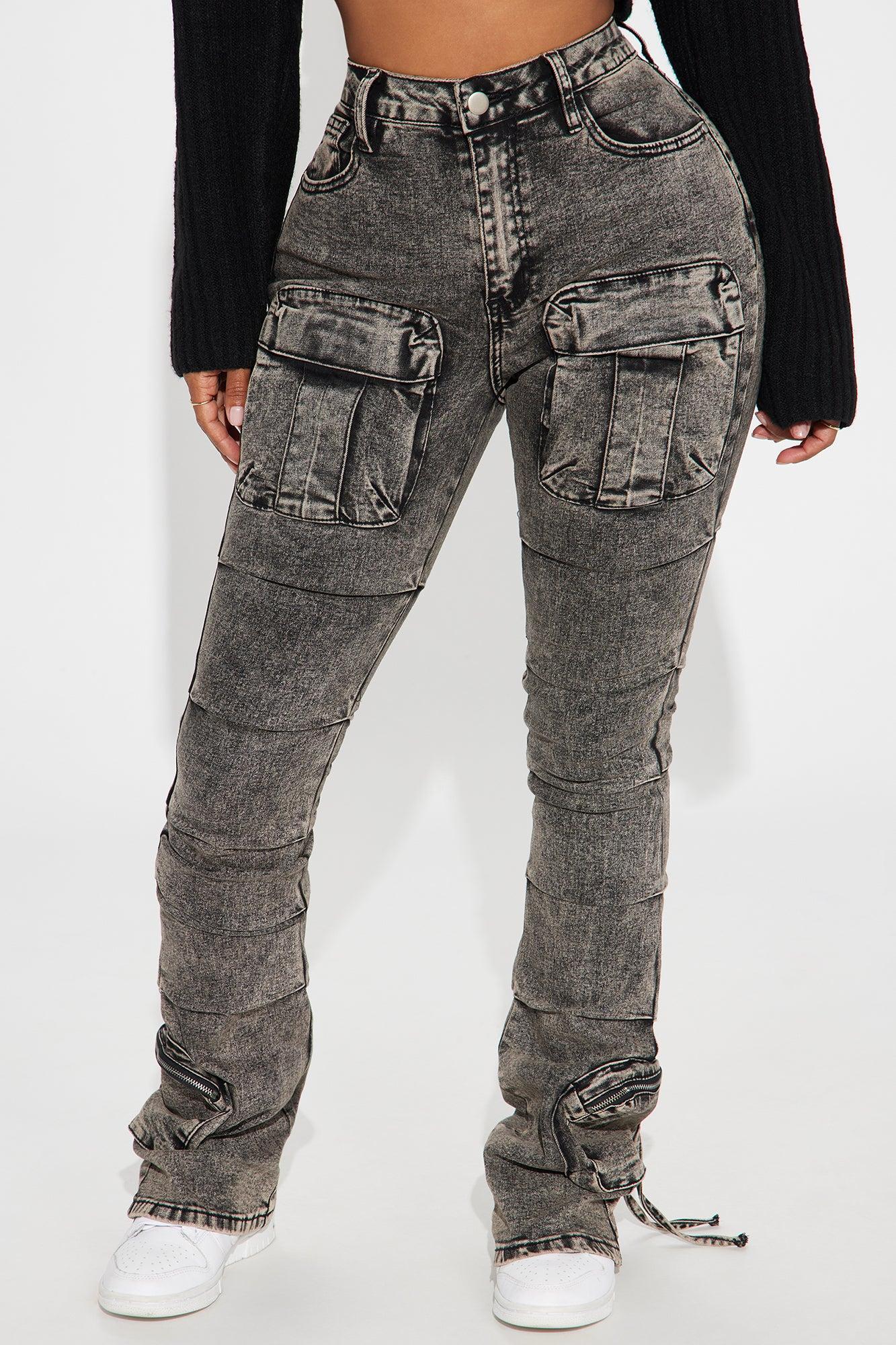 Leave It At That Stretch Cargo Bootcut Jeans - Brown Product Image