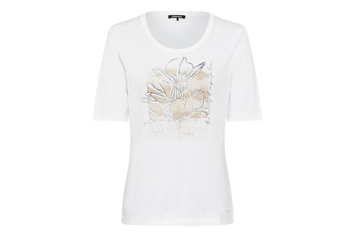 Olsen Womens 100% Cotton Short Sleeve Placement Print T-Shirt Product Image