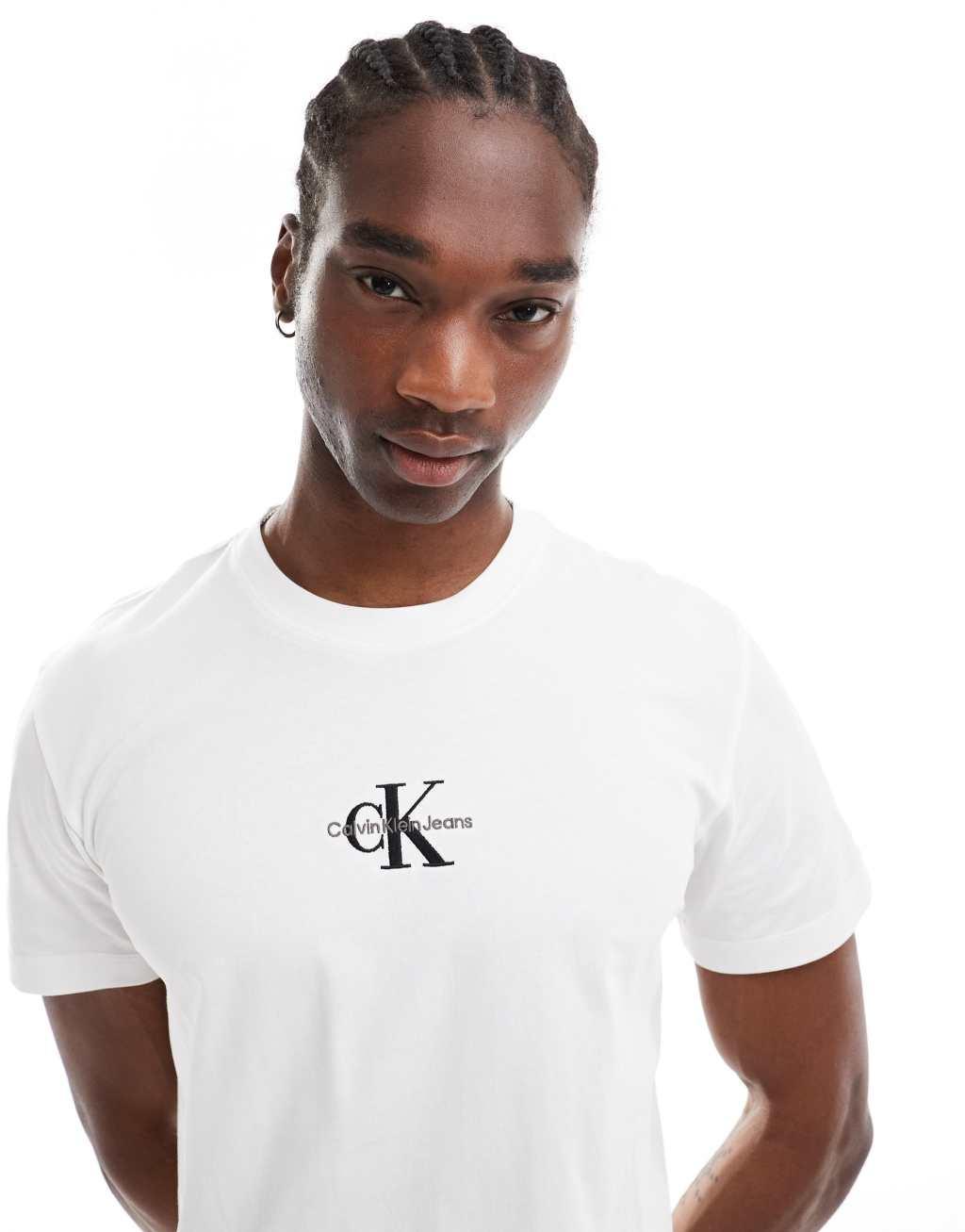 Calvin Klein Jeans monologo t-shirt in white Product Image