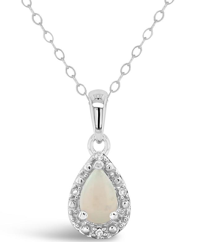 Celebration Gems Sterling Silver Pear Shaped Diamond Accent Frame Pendant Necklace, Womens White Product Image