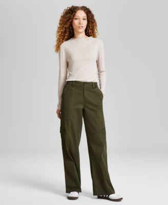 Women's Twill Wide-Leg Cargo Pants, Created for Macy's product image