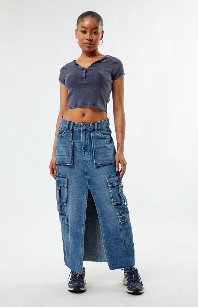 PacSun Womens Indigo Cargo Midi Skirt - Bluearge Product Image