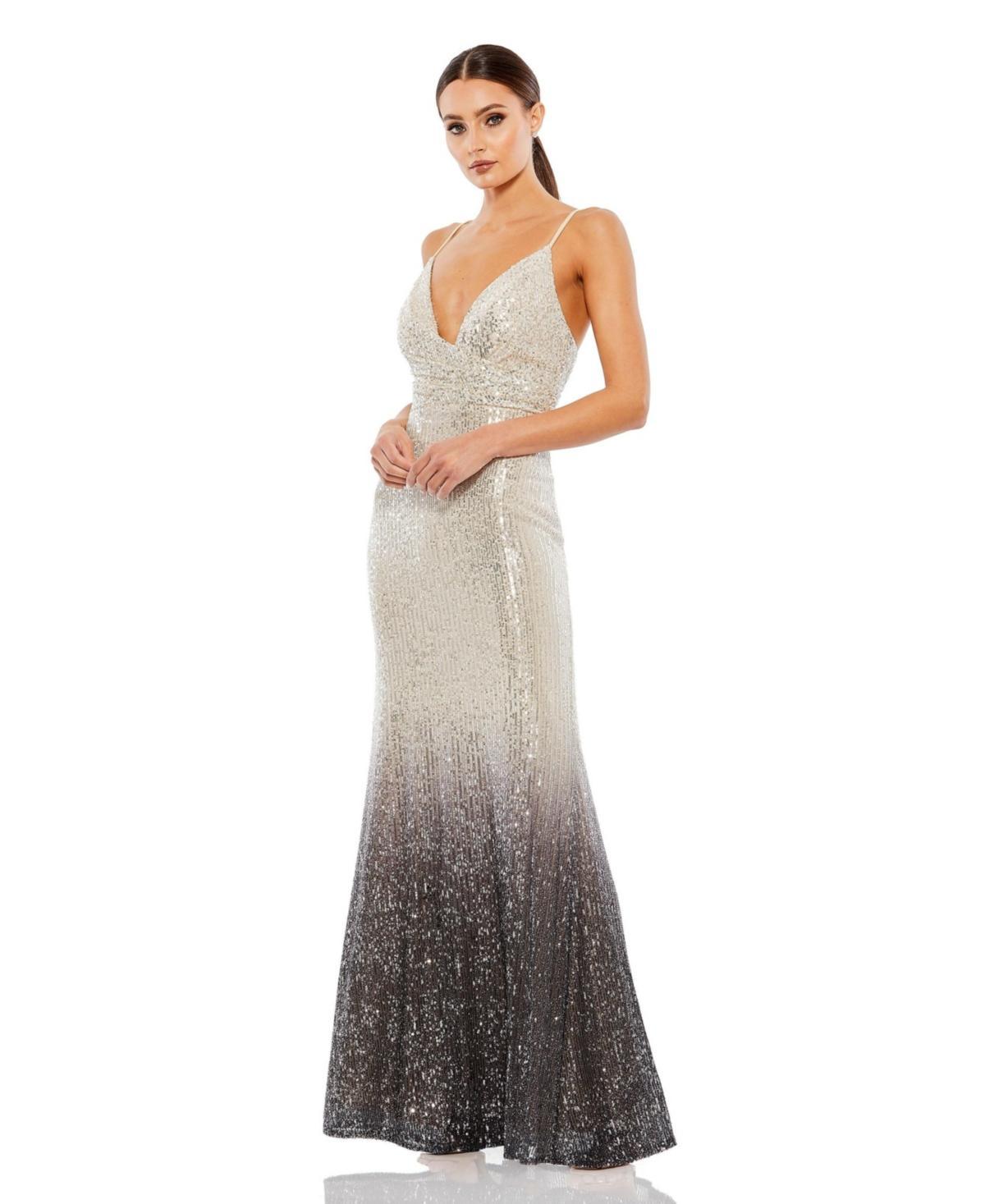 Ieena for Mac Duggal Sequin Ombr Mermaid Gown Product Image