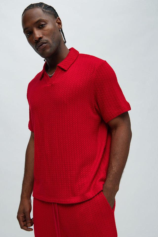 Catanina Textured Polo - Red Product Image