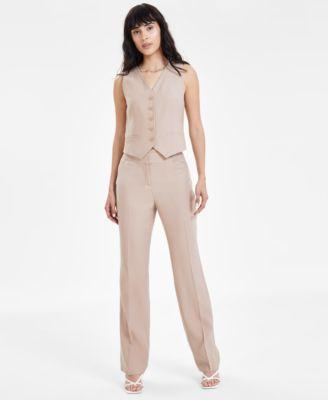 Bar Iii Womens Flat-Front Wide-Leg Pants, Created for Macys Product Image