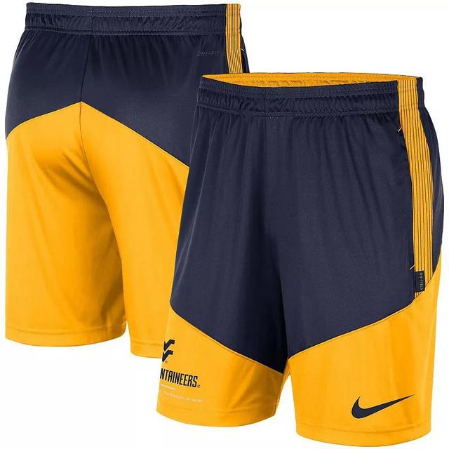 Mens Nike /Gold West Virginia Mountaineers Team Performance Knit Shorts Blue Product Image