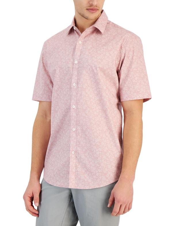 Alfani Mens Regular-Fit Stretch Textured Floral-Print Button-Down Shirt, Created for Macys Product Image