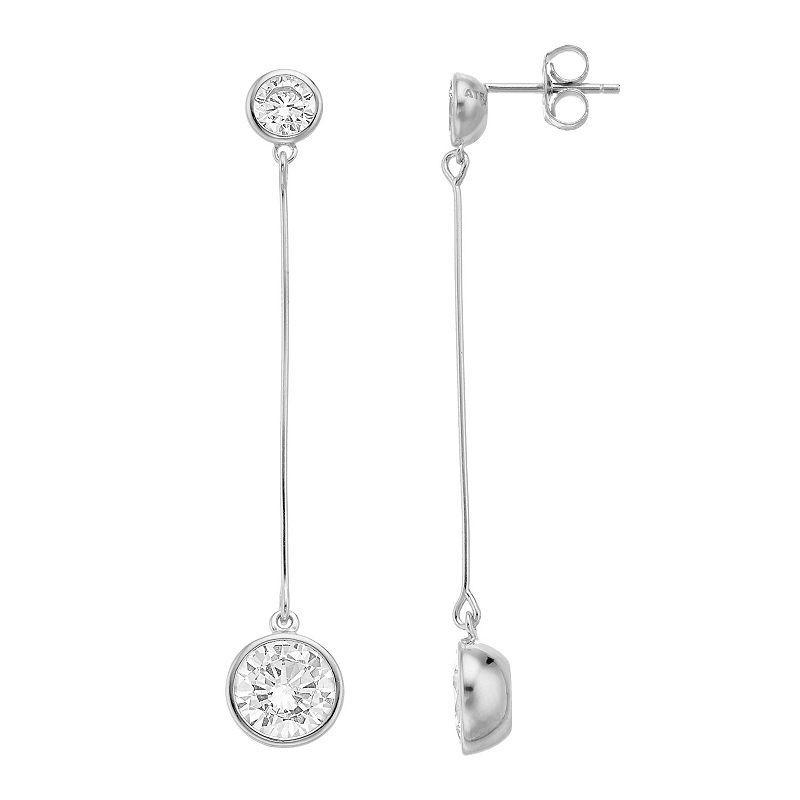 Rosabella Sterling Silver & Cubic Zirconia Linear Drop Earrings, Womens, White Product Image