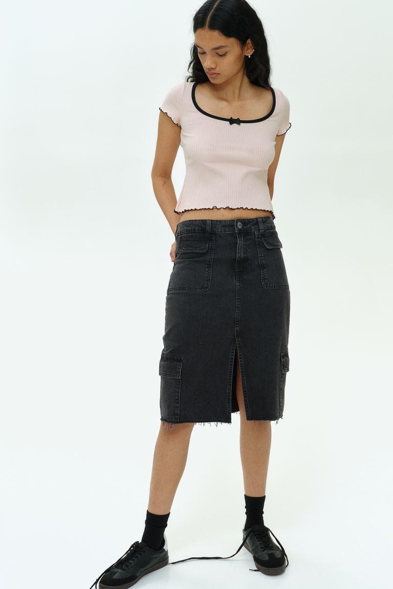 Ribbed Top with Overlocked Trim Product Image