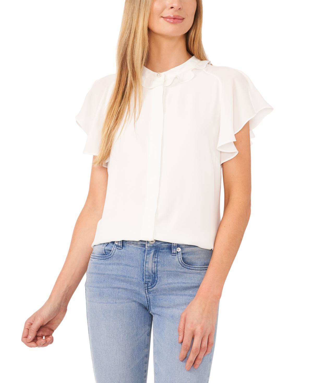 CeCe Womens Ruffled Raglan Split Flutter-Sleeve Blouse Product Image