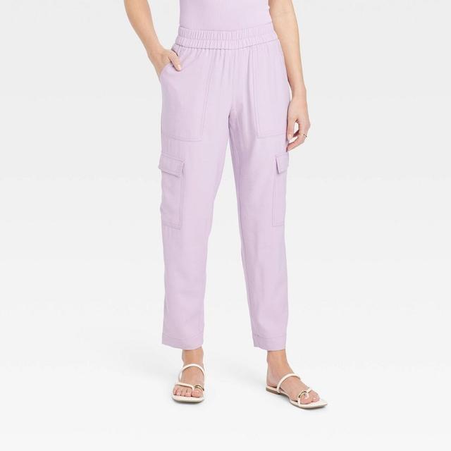 Womens High-Rise Ankle Cargo Pants - A New Day Lavender XS Product Image