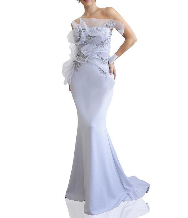 Terani Couture Strapless Sleeveless Beaded Bodice Mermaid Gown Product Image