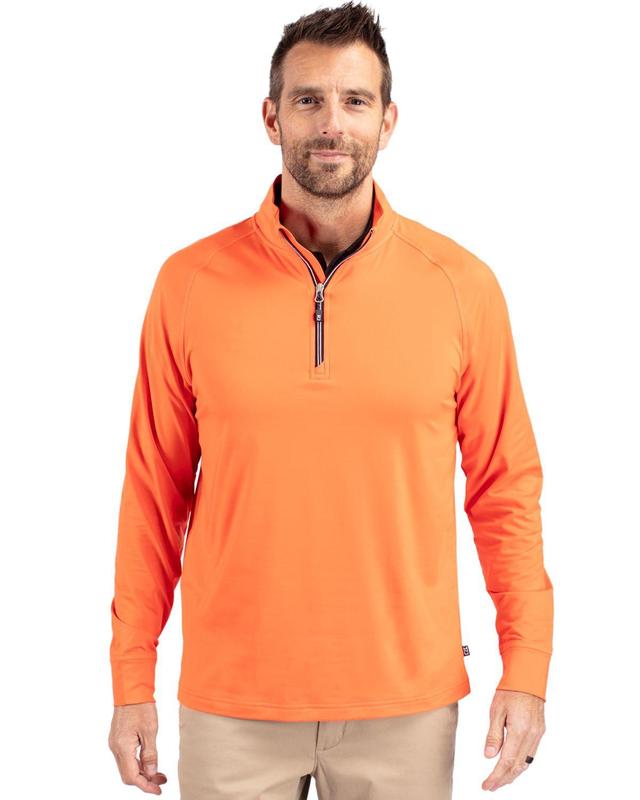 Cutter & Buck Mens Adapt Eco Knit Stretch Recycled Quarter Zip Pullover Jacket Product Image