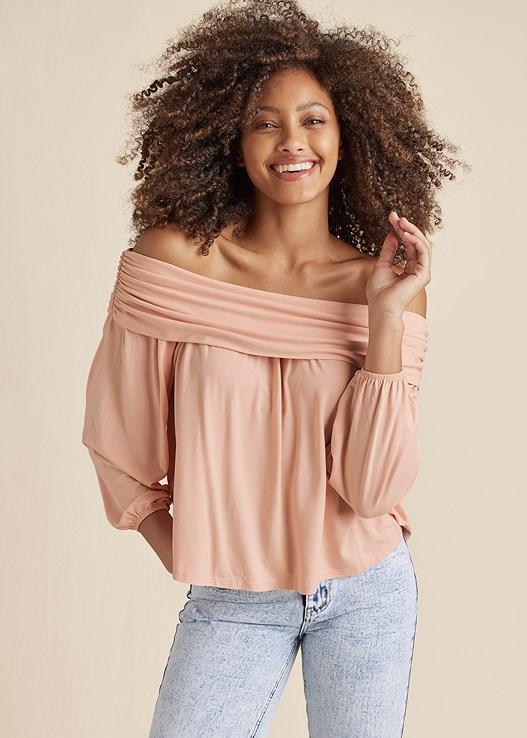 Off-Shoulder Knit Top Product Image