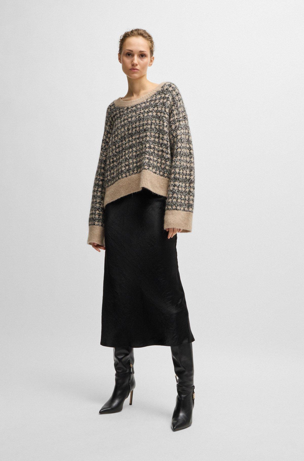 Jacquard-knit sweater with three-colored yarn Product Image