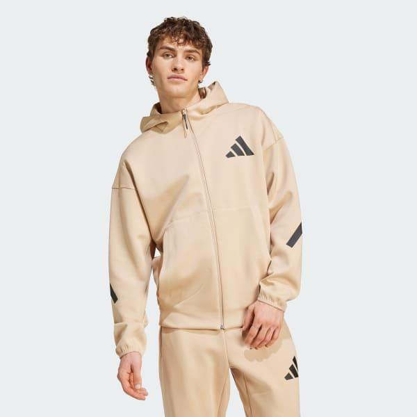 adidas Z.N.E. Full-Zip Hooded Track Jacket White S Mens Product Image