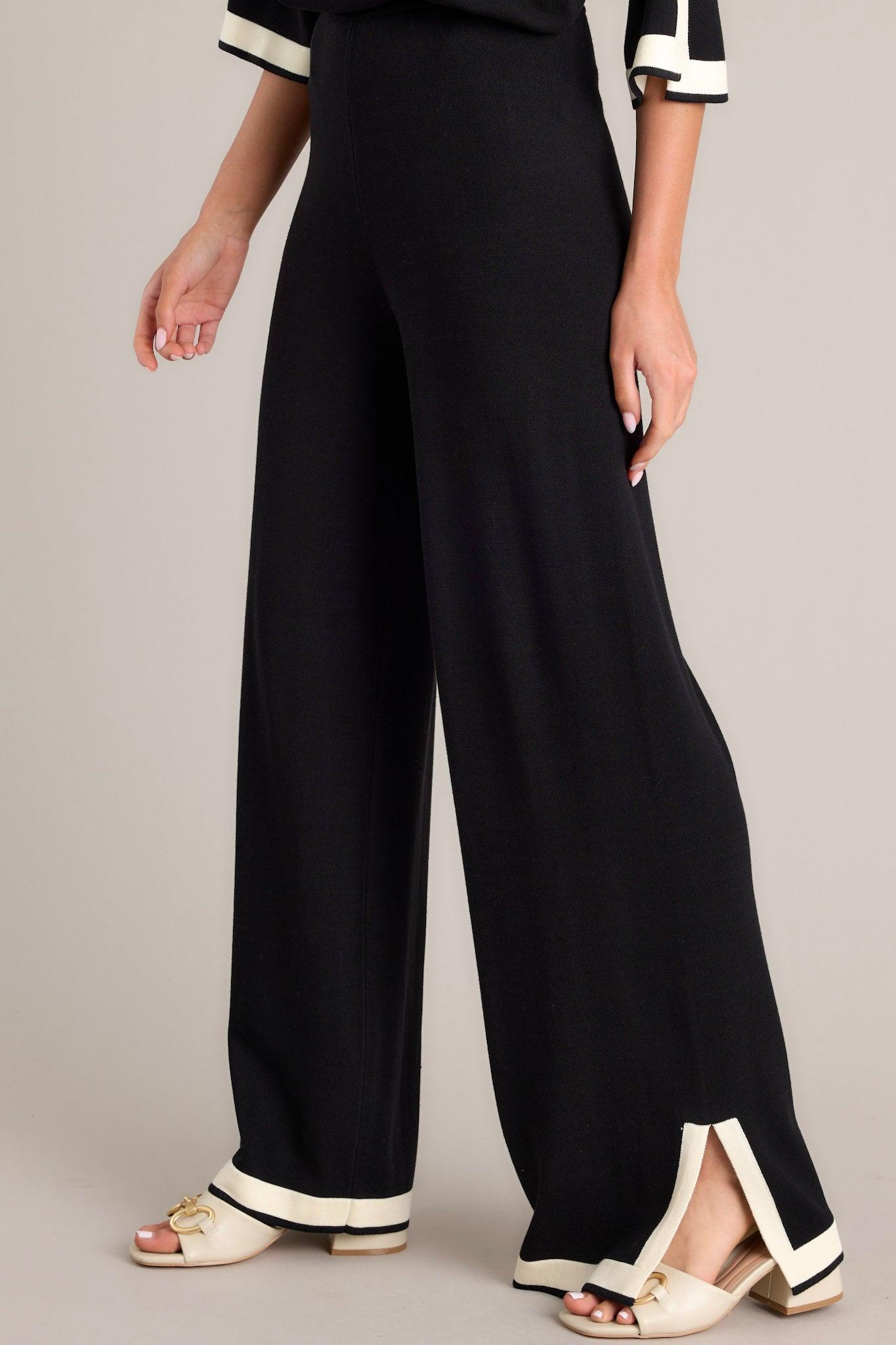 Bold Symphony Split Hem Black Sweater Pants product image