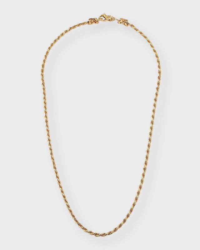 Mens 24K Gold-Plated Thin Rope Chain Necklace Product Image