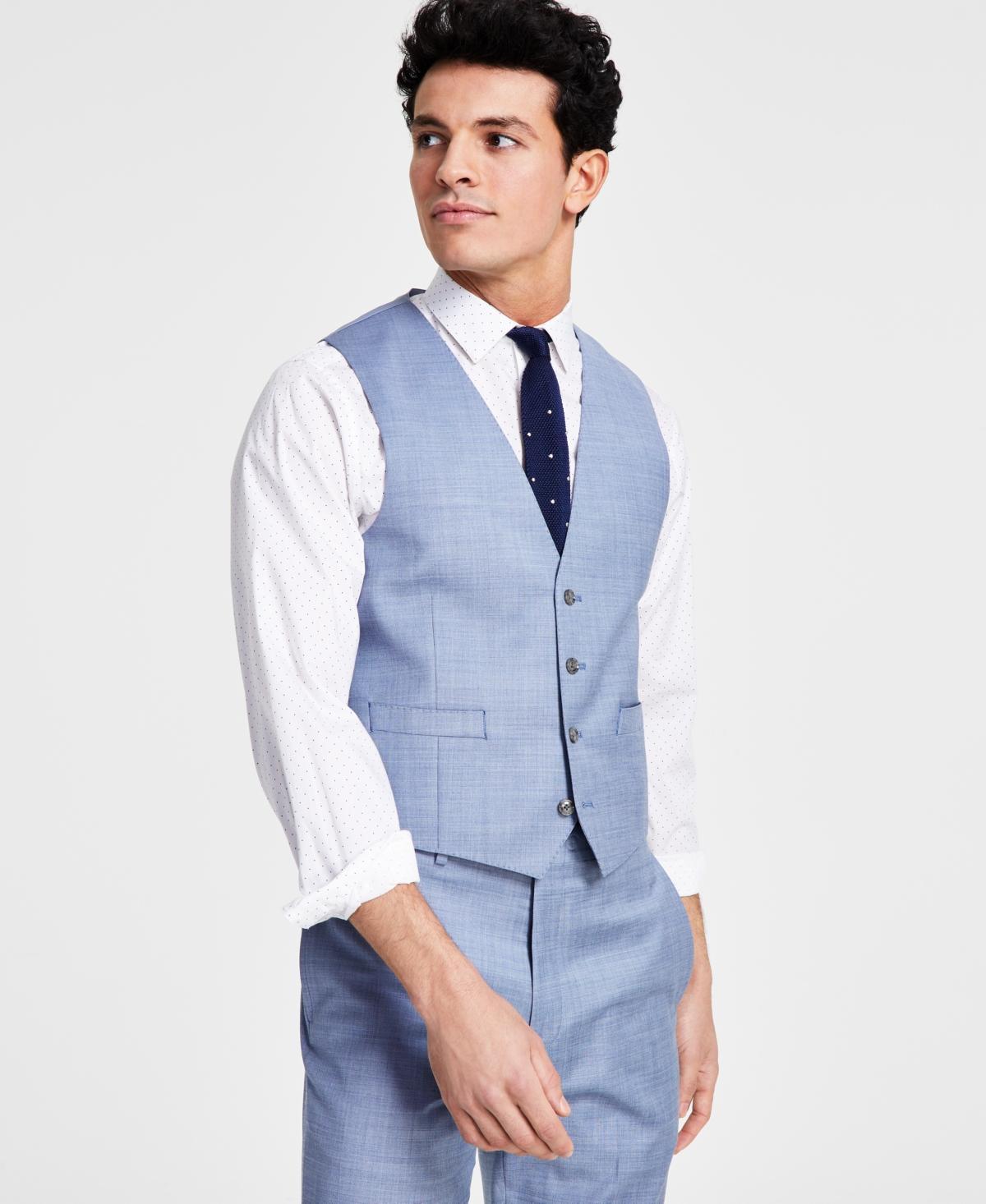 Calvin Klein Mens Slim-Fit Wool Infinite Stretch Suit Vest - Blue Product Image