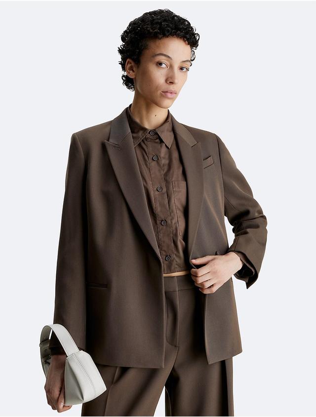 Calvin Klein Womens Wool Twill Blazer - Brown - 34 Product Image