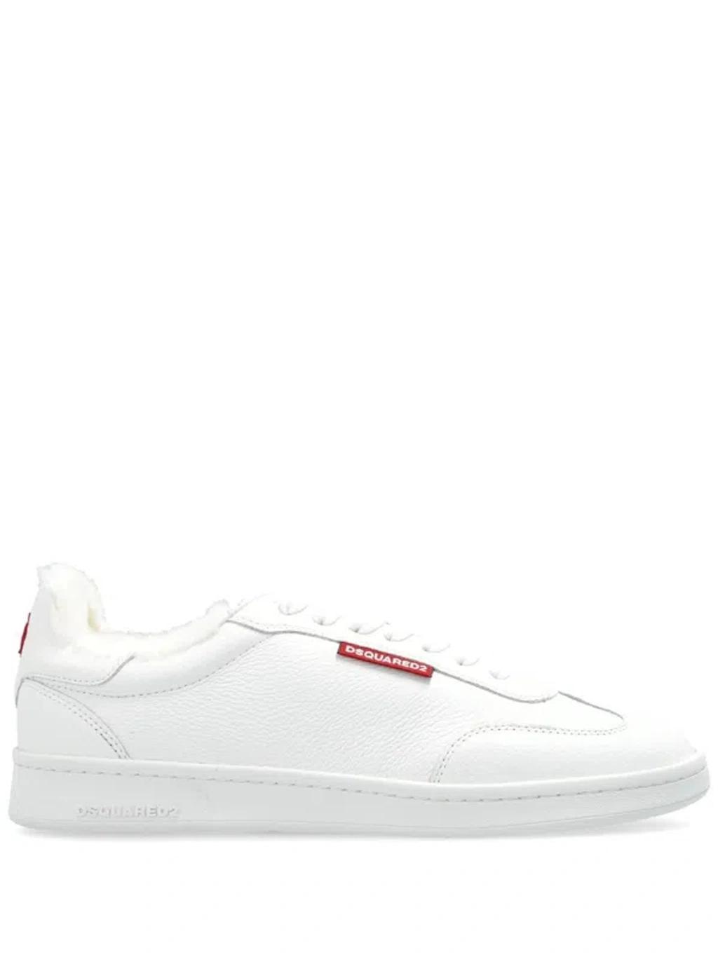 DSQUARED2 Boxer Leather Sneakers In Bianco Product Image