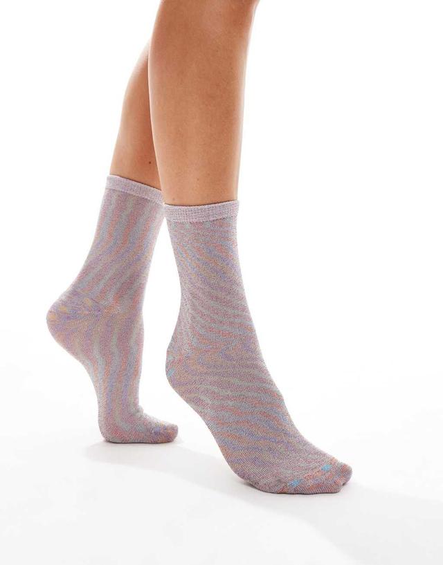 Vero Moda glitter socks in iridescent Product Image