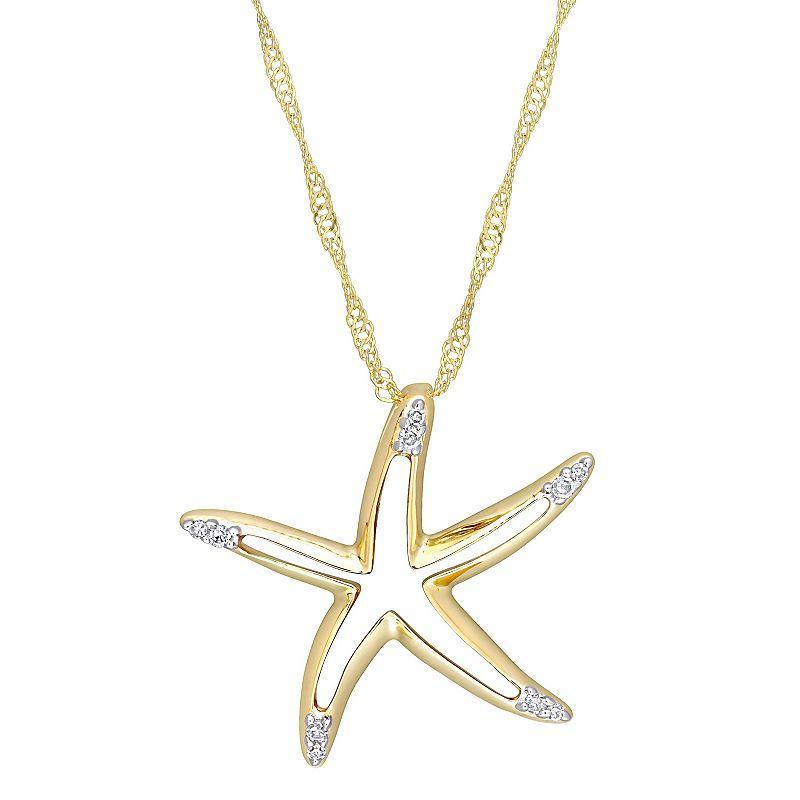 Stella Grace 10k Gold Diamond Accent Starfish Pendant, Womens Product Image