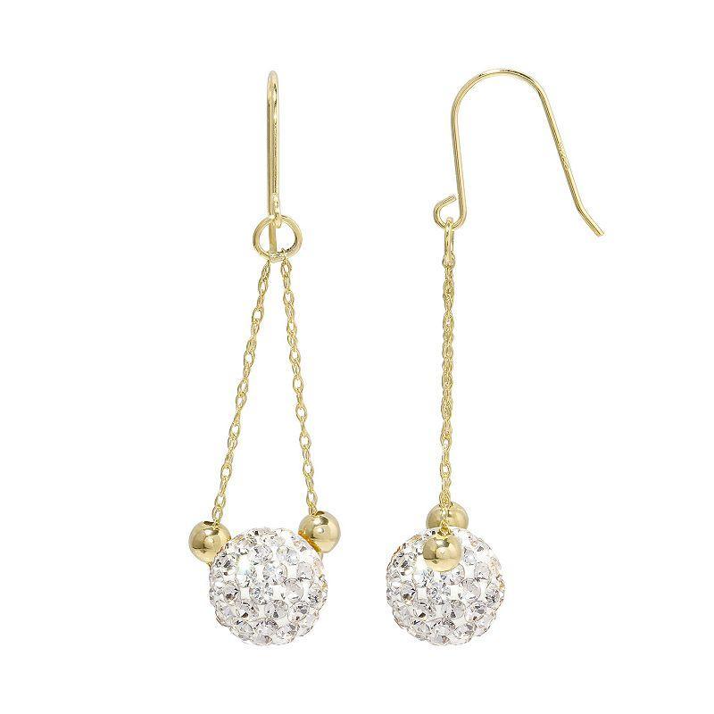 Womens Unbranded 14ky Gold Bead Pink Crystal Dangle Earrings, Womens, White Product Image